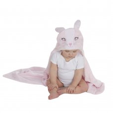 19C232: Baby Novelty Plush Bunny Hooded Wrap